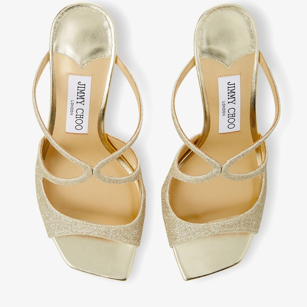 Jimmy Choo Anise 75 Platinum Ice Dusty Glitter Mules - Picture 6 of 11
